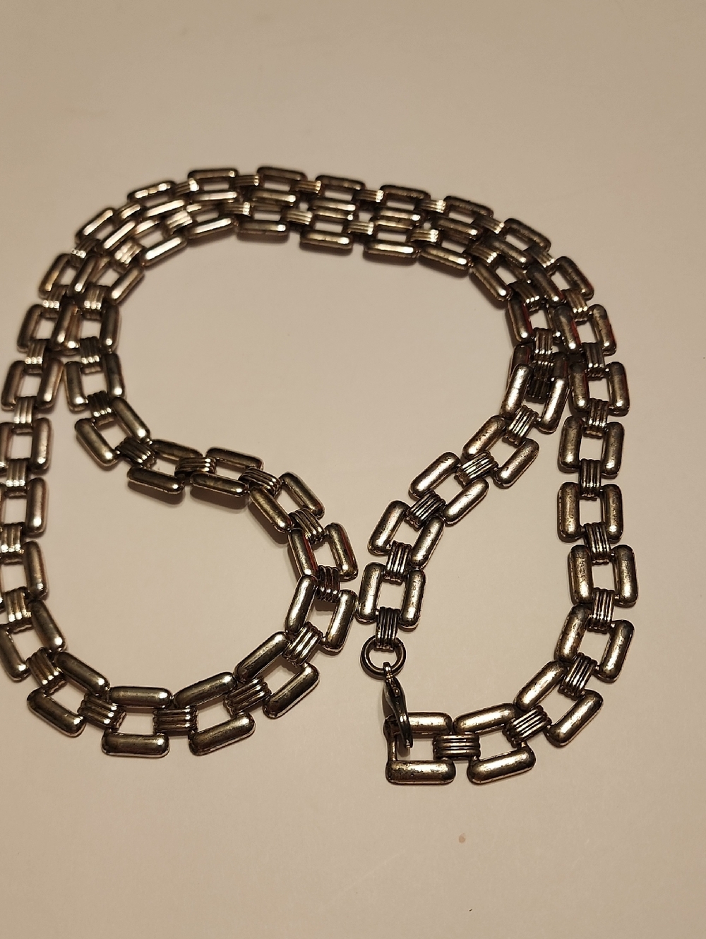 Women’s Silver Link Chain Belt Classic Rectangle Links